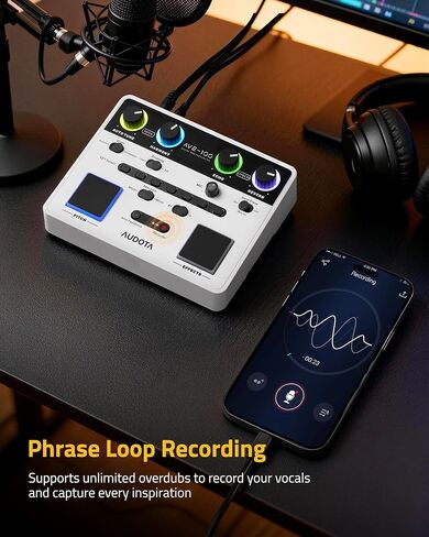 AVE-100 Vocal Effects Processor with Auto Pitch Correction/Harmony/Echo/Reverb, Smart Anti-Feedback & VocalErase OTG Recording Vocal Processor for Live Singing Streaming Home Studio in Kuwait