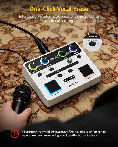 AVE-100 Vocal Effects Processor with Auto Pitch Correction/Harmony/Echo/Reverb, Smart Anti-Feedback & VocalErase OTG Recording Vocal Processor for Live Singing Streaming Home Studio in Kuwait