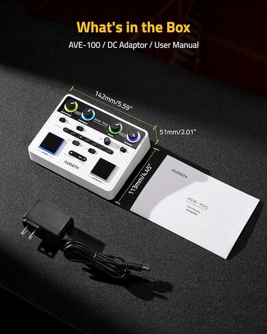 AVE-100 Vocal Effects Processor with Auto Pitch Correction/Harmony/Echo/Reverb, Smart Anti-Feedback & VocalErase OTG Recording Vocal Processor for Live Singing Streaming Home Studio in Kuwait