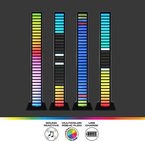 XTREME Monster Sound-Reactive Multicolor LED Equalizer Light Bar, Horizontal/Vertical Mounting, Rechargeable, USB Charging Cable Included in Kuwait