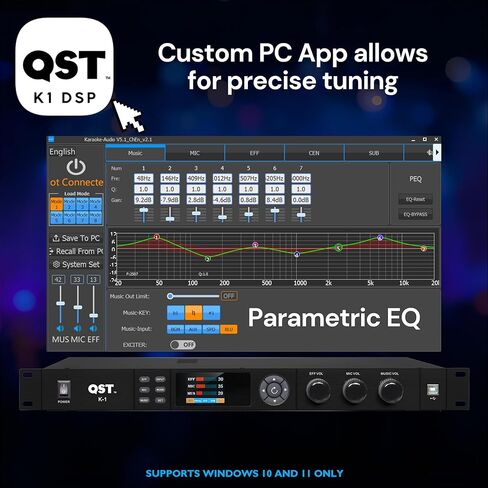 ميكروفون QST K-1 احترافي KTV، مؤثر Preamp الرقمي، معالج صوت مضاد للارتجاع، بلوتوث بصري، مع جهاز تحكم عن بعد، لمنعكس الكاريوكي المنزلي، المسرح، الكنيسة، الأداء، الزفاف in Saudi Arabia