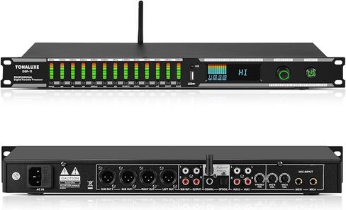 Digital Karaoke Mixer Audio Processor System with DSP, Professional Pre-Stage Effector Vocal Effects Preamp KTV Equalizer, Anti-Howling Microphone Sound Processor w/USB Bluetooth Optical Audio Input in Kuwait