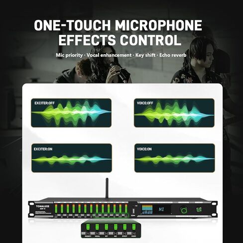 Digital Karaoke Mixer Audio Processor System with DSP, Professional Pre-Stage Effector Vocal Effects Preamp KTV Equalizer, Anti-Howling Microphone Sound Processor w/USB Bluetooth Optical Audio Input in Kuwait