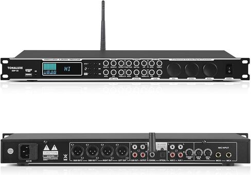 Karaoke Processor System, Digital Pre-Stage Effector Vocal Effects Preamp KTV Mixer Equalizer with 4-level FBX, Anti-Howling Microphone Sound Audio Processor w/USB Bluetooth Optical Audio Input in Kuwait