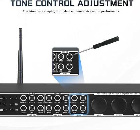 Karaoke Processor System, Digital Pre-Stage Effector Vocal Effects Preamp KTV Mixer Equalizer with 4-level FBX, Anti-Howling Microphone Sound Audio Processor w/USB Bluetooth Optical Audio Input in Kuwait