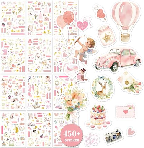 12 Sheets Wedding Stickers for Scrapbooking | Oversized Wedding Scrapbook Stickers 6.9" x 9.7" | 400+ Bride Sticker | Bridal Shower Sticker for Engagement, Anniversary, Marriage, Decorations in Kuwait
