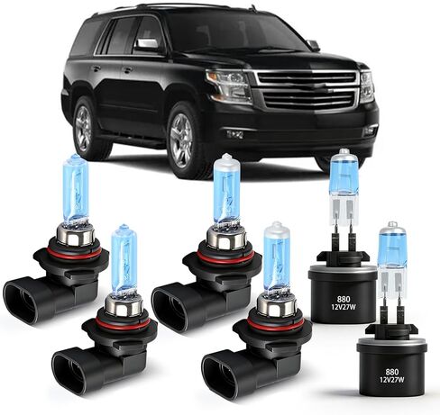 OQSNCV Fit for Chevy Tahoe 2000 2001 2002 2003 2004 2005 2006 Halogen Headlight Bulbs, 9005 High Beam + 9006 Low Beam + 880 Fog Light Headlamp Replacement Bulbs Kit, Pack of 6 in Kuwait