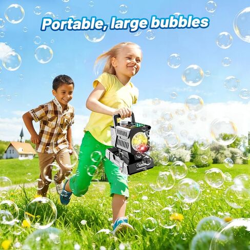 جهاز تحكم عن بعد لآلة الفقاعات، دوران تلقائي و11 مصباح RGB، بطارية قابلة لإعادة الشحن 1800 مللي أمبير في الساعة، شحن USB-C، فقاعات عملاقة للأطفال، وحفلات الزفاف، وحفلات أعياد الميلاد، والأنشطة الخارجية in Kuwait