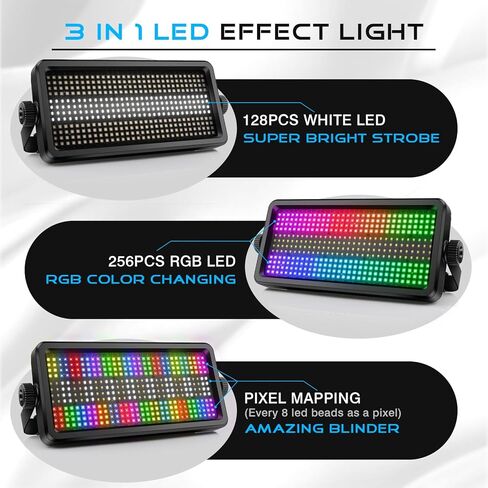 LED Stage Strobe Effect Light: OPPSK 150W RGBW DJ Strobe Light | Remote & DMX Control | 48-Zone Chasing Effect | Sound Activated & Auto Mode | Uplight for Event Concert Party Wedding Club Lighting in Kuwait