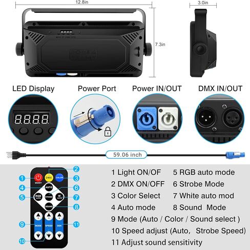 LED Stage Strobe Effect Light: OPPSK 150W RGBW DJ Strobe Light | Remote & DMX Control | 48-Zone Chasing Effect | Sound Activated & Auto Mode | Uplight for Event Concert Party Wedding Club Lighting in Kuwait