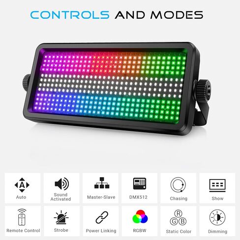 LED Stage Strobe Effect Light: OPPSK 150W RGBW DJ Strobe Light | Remote & DMX Control | 48-Zone Chasing Effect | Sound Activated & Auto Mode | Uplight for Event Concert Party Wedding Club Lighting in Kuwait