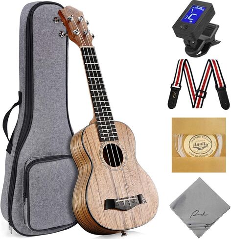Ranch Concert Ukulele - Ukelele 23" Beginner Professional Kit with 12 Online Lessons, Gig Bag, Tuner, Strap, Aquila Strings Set in Kuwait