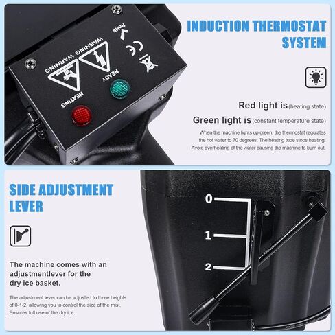 آلة الضباب للثلج الجاف بقدرة 3500 واط، آلة الضباب المنخفضة مع فوهة قابلة للتعديل، آلة الثلج الجاف لتأثيرات الدخان وحفلات الزفاف والحفلات الموسيقية والنوادي والرقص باللون الأسود، عبوة واحدة in Kuwait
