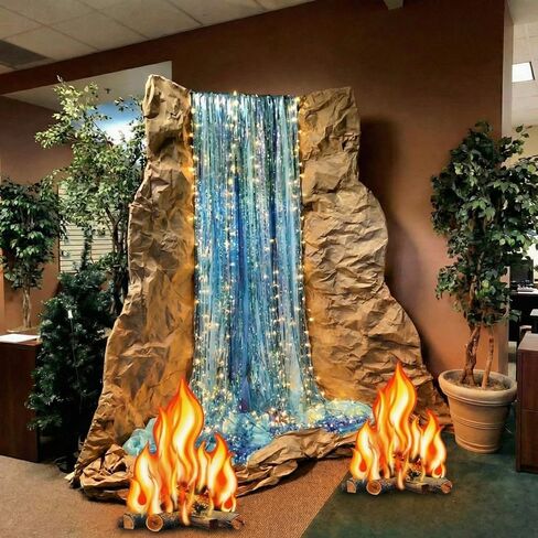 Spiareal 7 قطع مجموعة المناظر الطبيعية للشلال للفصول الدراسية Vbs ديكورات DIY الغابات المطيرة خلفية نار المخيم مع ضوء LED مشهد قصة الكتاب المقدس ثلاثية الأبعاد دعائم تيار عطلة الكتاب المقدس مدرسة الغابة كنيسة الحدث 2026 in Kuwait