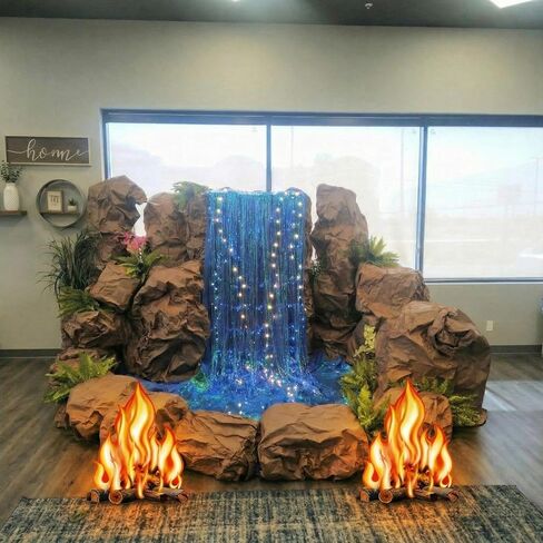 Spiareal 7 قطع مجموعة المناظر الطبيعية للشلال للفصول الدراسية Vbs ديكورات DIY الغابات المطيرة خلفية نار المخيم مع ضوء LED مشهد قصة الكتاب المقدس ثلاثية الأبعاد دعائم تيار عطلة الكتاب المقدس مدرسة الغابة كنيسة الحدث 2026 in Kuwait