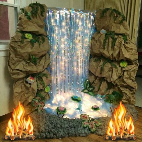 Spiareal 7 قطع مجموعة المناظر الطبيعية للشلال للفصول الدراسية Vbs ديكورات DIY الغابات المطيرة خلفية نار المخيم مع ضوء LED مشهد قصة الكتاب المقدس ثلاثية الأبعاد دعائم تيار عطلة الكتاب المقدس مدرسة الغابة كنيسة الحدث 2026 in Kuwait