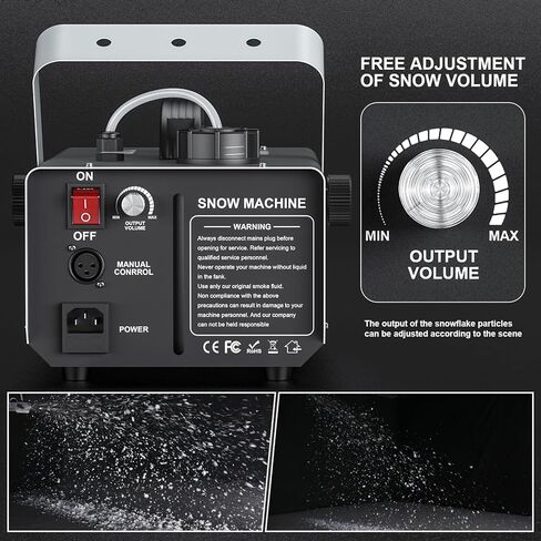 1000W Snow Machine With Wireless Remote Control and Wired Control 1L Tank Adjustable Snowflake Size Snowmaker for Christmas Wedding Photography Parties Kids Stage Parades DJ Parties in Saudi Arabia