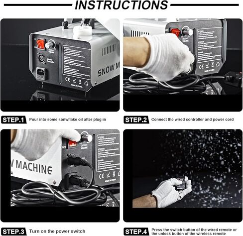 1000W Snow Machine With Wireless Remote Control and Wired Control 1L Tank Adjustable Snowflake Size Snowmaker for Christmas Wedding Photography Parties Kids Stage Parades DJ Parties in Saudi Arabia