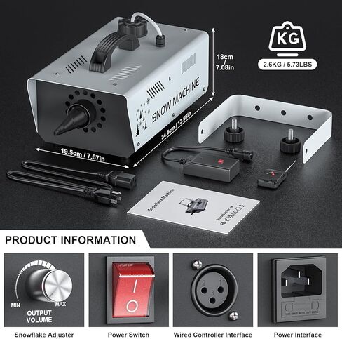1000W Snow Machine With Wireless Remote Control and Wired Control 1L Tank Adjustable Snowflake Size Snowmaker for Christmas Wedding Photography Parties Kids Stage Parades DJ Parties in Saudi Arabia