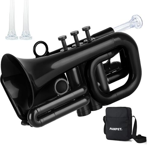 DOLPHIN Pocket Trumpet Plastic Bb Trumpet Standard Trumpets for Student Beginner Bb Trumpets Instrument (Black) in Kuwait