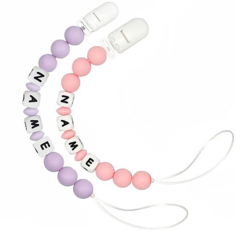 2pcs Personalized Name Baby Pacifier Clips Custom Pacifier Chain Holder for Baby Newborn Gift (A) in Saudi Arabia