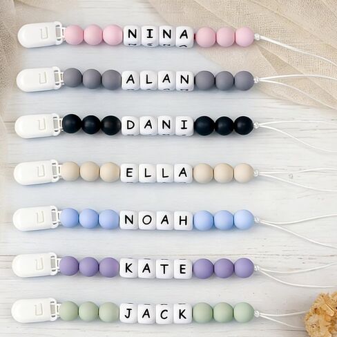 2pcs Personalized Name Baby Pacifier Clips Custom Pacifier Chain Holder for Baby Newborn Gift (A) in Saudi Arabia