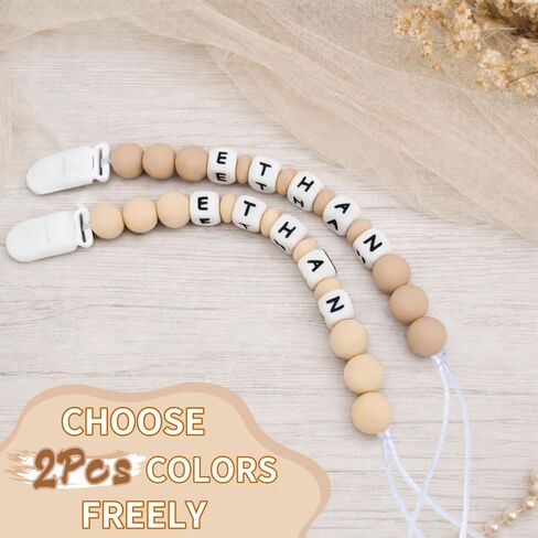 2pcs Personalized Name Baby Pacifier Clips Custom Pacifier Chain Holder for Baby Newborn Gift (A) in Saudi Arabia