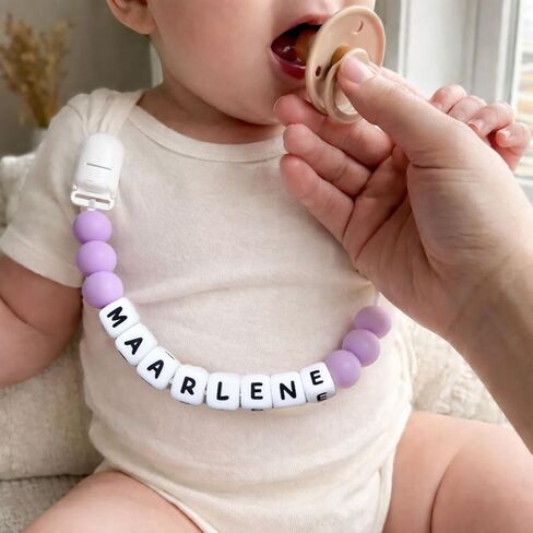 2pcs Personalized Name Baby Pacifier Clips Custom Pacifier Chain Holder for Baby Newborn Gift (A) in Saudi Arabia