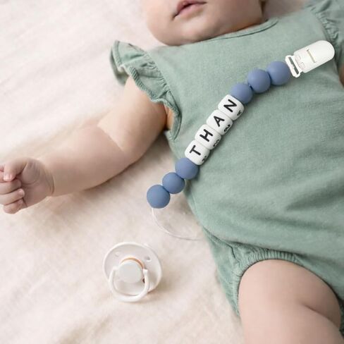 2pcs Personalized Name Baby Pacifier Clips Custom Pacifier Chain Holder for Baby Newborn Gift (A) in Saudi Arabia