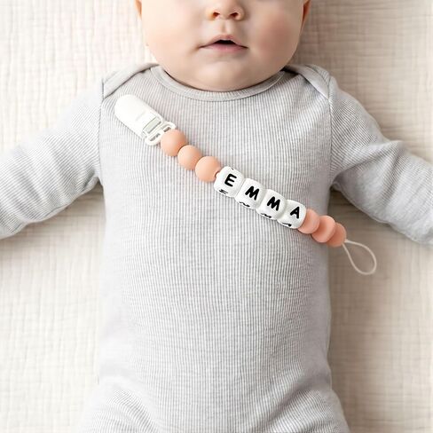2pcs Personalized Name Baby Pacifier Clips Custom Pacifier Chain Holder for Baby Newborn Gift (A) in Saudi Arabia