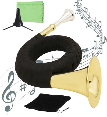 Mini French Horn | Miniature Brass Musical Decor | Compact French Horn with Stand,for Music Practice Outdoor Events Travel Performance Beginners in Saudi Arabia
