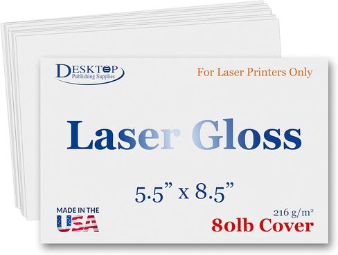 5.5" x 8.5" Paper - Laser Gloss Finish - Half Letter Size Blank Cardstock for Laser Printers (250 Sheets) in Saudi Arabia