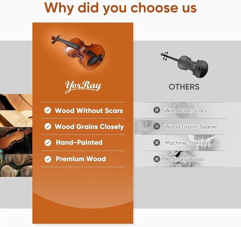 Violin 4/4 Full Size Kit for Adults Beginner, Violin Fiddle Set for Student with Rosewood Bow&Bridge,Extra Strings, Fingerboard Stickers, 2 rosinsShoulder Rest, Case(Plywood) in Kuwait