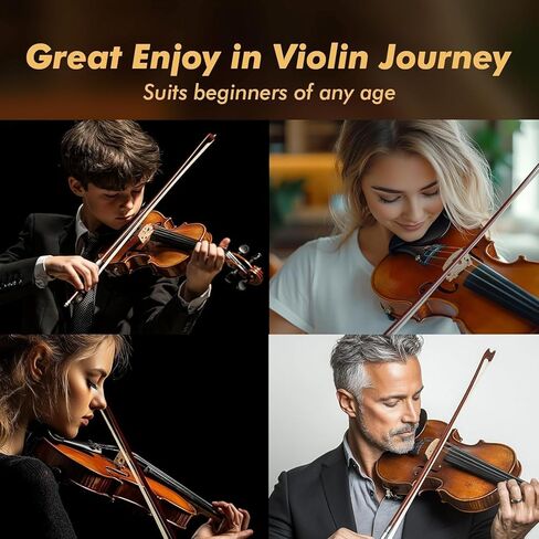 Violin 4/4 Full Size Kit for Adults Beginner, Violin Fiddle Set for Student with Rosewood Bow&Bridge,Extra Strings, Fingerboard Stickers, 2 rosinsShoulder Rest, Case(Plywood) in Kuwait