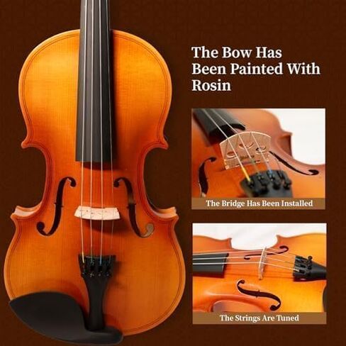 Violin 4/4 Full Size Kit for Adults Beginner, Violin Fiddle Set for Student with Rosewood Bow&Bridge,Extra Strings, Fingerboard Stickers, 2 rosinsShoulder Rest, Case(Plywood) in Kuwait