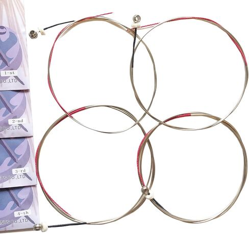 مجموعة مكونة من 4 أوتار من الفولاذ الأساسي كوبرونيكل النحاس والنيكل المتعرج G 1st D 2nd A 3rd E 4th Double Bass Strings 4/4 3/4 1/2 1/4 1/8 الحجم (1/2) in Kuwait