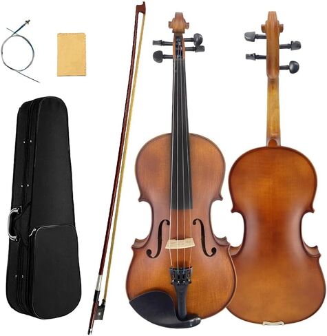 16 inch Viola with Spruce Top, Maple Back & Side, Ebony Fittings,Bow,Case 4 String Acoustic Viola for Students & Adults, Handmade in Saudi Arabia