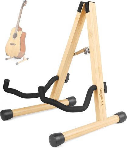 KingPoint Guitar Stand, Guitar Floor Stand, Acoustic Electric Wooden A Frame Folding Guitar Holder Adjustable for Bass, Cello, Mandolin, Banjo, Ukulele (Acacia) in Kuwait