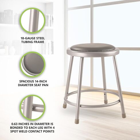 مقاعد عامة على المقاعد العامة 6418 براز فولاذي بمقعد 18 بوصة منجد فينيل ، رمادي in Kuwait