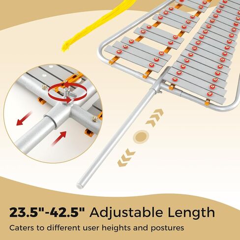 Costzon Marching Glockenspiel, 29 Note Bell Lyre for Marching Band with Aluminum Keys, Adjustable Length, Waist Strap, 2 Mallets, Tassels, Percussion Instrument Kit for Parade, Practice in Saudi Arabia