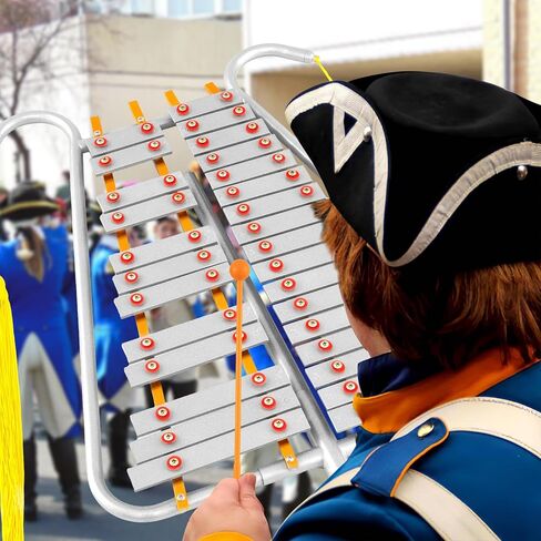 Costzon Marching Glockenspiel, 29 Note Bell Lyre for Marching Band with Aluminum Keys, Adjustable Length, Waist Strap, 2 Mallets, Tassels, Percussion Instrument Kit for Parade, Practice in Saudi Arabia
