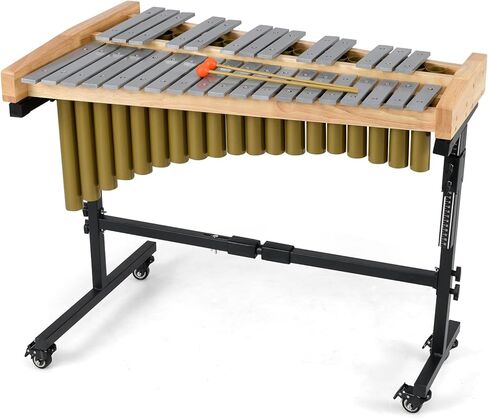Costzon 32 Note Marimba, Aluminum Xylophone with Rubber Wood Base & Resonance Tubes, 32-Key Professional Glockenspiel with Mallets, Adjustable Stand & Lockable Wheels for Beginners, Students & Adults in Saudi Arabia