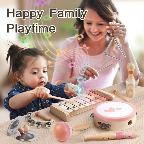 Vanplay Musical Toys for 2 Year Old Girls Easter Birthday Gifts, Montessori Toys for 2 3 Year Old, 8 in 1 Wooden Musical Instruments with Xylophone/ Tambourine/Maracas for Toddler 2-4 in Kuwait