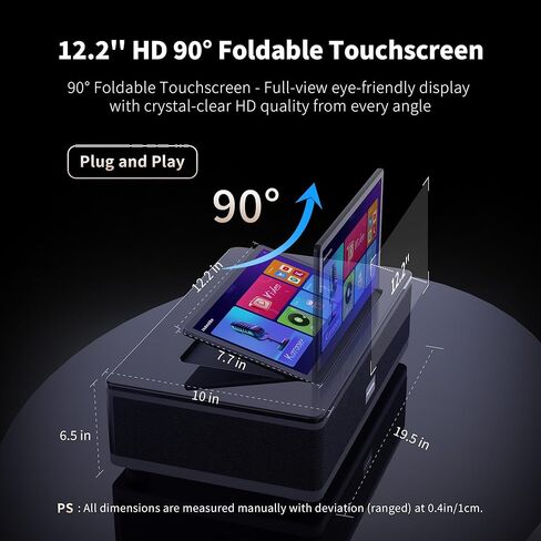 آلة InAndOn Karaoke: مشغل كاريوكي الكل في واحد مع شاشة لمس عالية الدقة 12.2 بوصة، 2 ميكروفونات لاسلكية UHF، قوة ذروة 800 وات، مكبرات صوت فرعية 6.5 بوصة نظام آلة كاريوكي KTV للغناء الاحترافي باللون الأسود in Kuwait