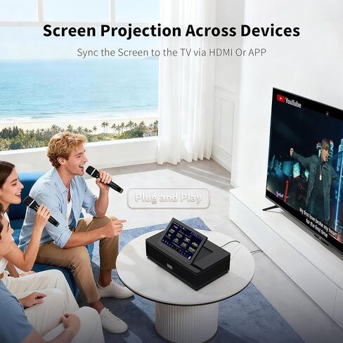 آلة InAndOn Karaoke: مشغل كاريوكي الكل في واحد مع شاشة لمس عالية الدقة 12.2 بوصة، 2 ميكروفونات لاسلكية UHF، قوة ذروة 800 وات، مكبرات صوت فرعية 6.5 بوصة نظام آلة كاريوكي KTV للغناء الاحترافي باللون الأسود in Kuwait