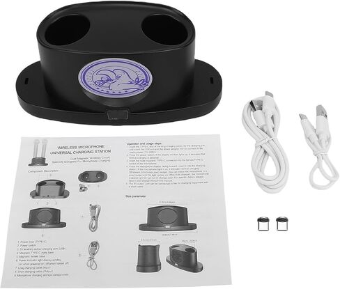 Microphone Charger, Universal Magnetic Charging Dock with Plastic Base, Rechargeable Accessory for Home Studio and Karaoke Performance in Saudi Arabia