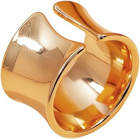 Wide Band Rings for Women Men Gold Chunky Rings Silver Gold Cigar Band Rings For Women Polish Large Thumb Index Full Finger Rings Size 7-9 in Kuwait