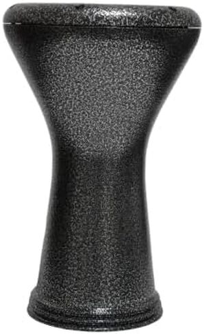 Metal Drum Darbuka doumbek 17/17.5 inch with free PowerBeat head skin (Silver & Black PowerBeat) in Saudi Arabia