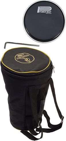 Metal Drum Darbuka doumbek 17/17.5 inch with free PowerBeat head skin (Silver & Black PowerBeat) in Saudi Arabia