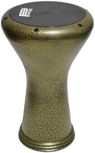 Metal Drum Darbuka doumbek 17/17.5 inch with free PowerBeat head skin (Silver & Black PowerBeat) in Saudi Arabia
